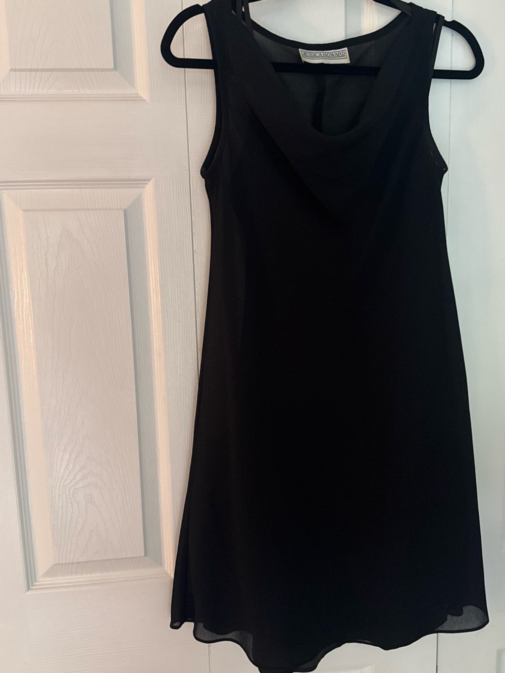 Vintage Black Sleeveless Cowl Neck Dress